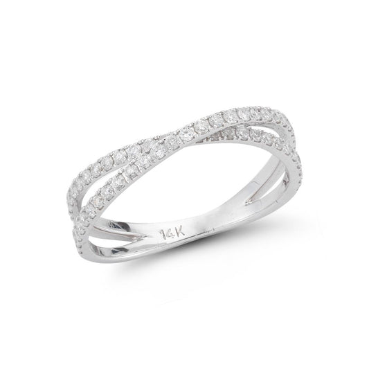 Diamond Criss Cross Ring with Split Shank