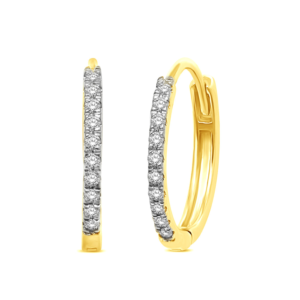 14K Yellow Gold  1/10 Ct.Tw.Diamond Stackable Earrings